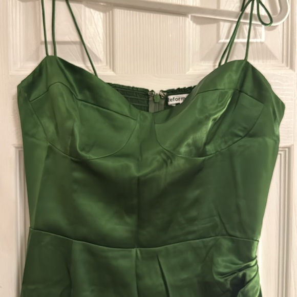 Marguerite silk dress — reformation — palm green — size 8 - Picture 8 of 13
